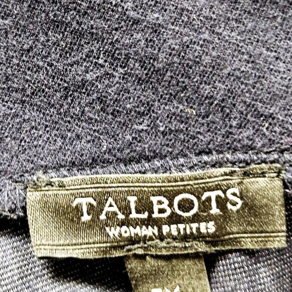 Talbots Womens Petite Striped Pullover Top 3XP Black & Aqua Cotton Blend - Picture 5 of 10